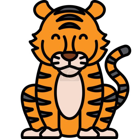 Téléchargez les illustrations : Personnage de dessin animé tigre sur fond blanc. - en licence libre de droit