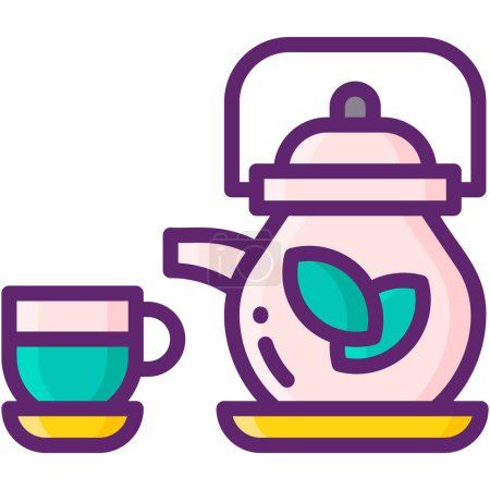 Téléchargez les illustrations : Icône de bouilloire à thé. conception simple - en licence libre de droit