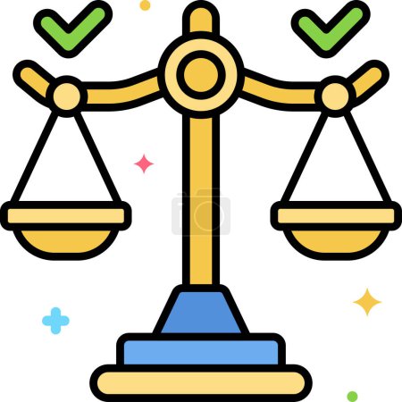 Illustration for Justice scale icon, outline style - Royalty Free Image