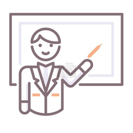 Illustration for Vector illustration, Male Teacher with Whiteboard icon - Royalty Free Image