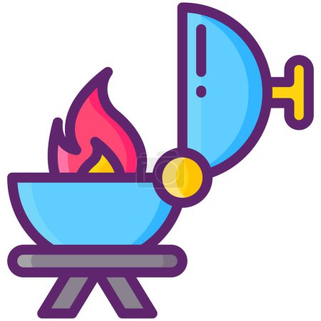Téléchargez les illustrations : Icône de barbecue sur fond blanc - en licence libre de droit