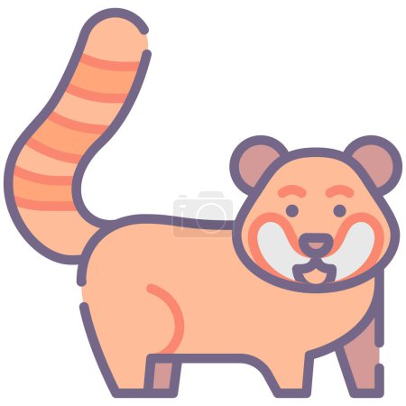 Téléchargez les illustrations : Icône panda rouge dans un style plat - en licence libre de droit