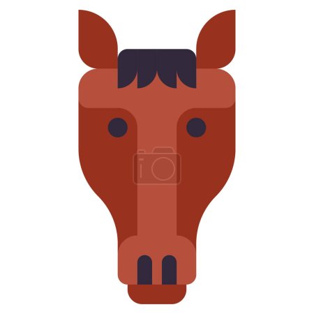 Téléchargez les illustrations : Animal cheval sauvage icône dans le style plat - en licence libre de droit
