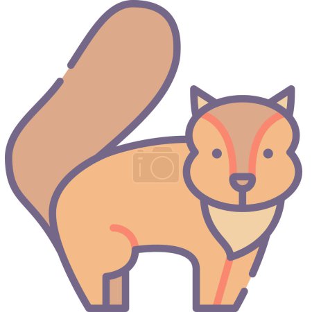 Illustration for Squirrel icon in filled outline style - Royalty Free Image