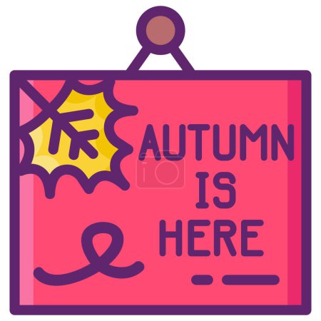 Illustration for 'Autumn is Here' text icon - Royalty Free Image