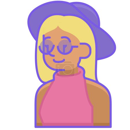 Illustration for Female avatar with glasses and hat vector illustration design - Royalty Free Image