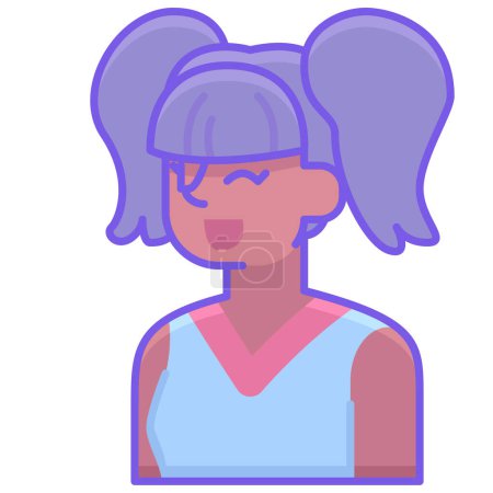 Téléchargez les illustrations : Jeune femme avec la coiffure avatar personnage vecteur illustration design - en licence libre de droit