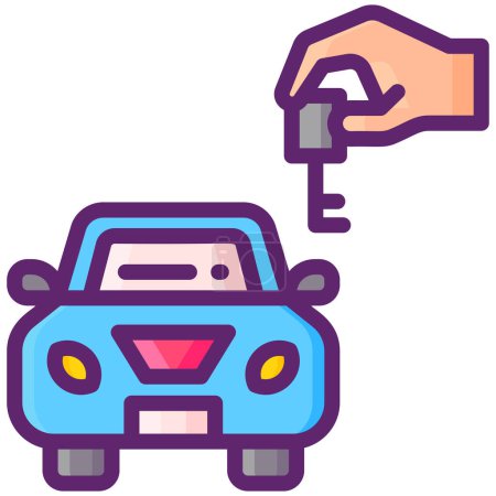 Illustration for Car Rental icon in filled - outline style - Royalty Free Image