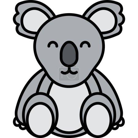 Téléchargez les illustrations : Mignon koala dessin animé icône vectoriel illustration graphisme - en licence libre de droit