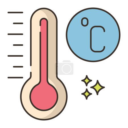 Téléchargez les illustrations : Icône du thermomètre, illustration vectorielle de température de contour - en licence libre de droit