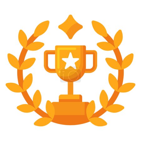 Illustration for Trophy with wreath vector icon - Royalty Free Image