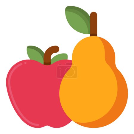 Téléchargez les illustrations : Pomme et poire fruits icône - en licence libre de droit