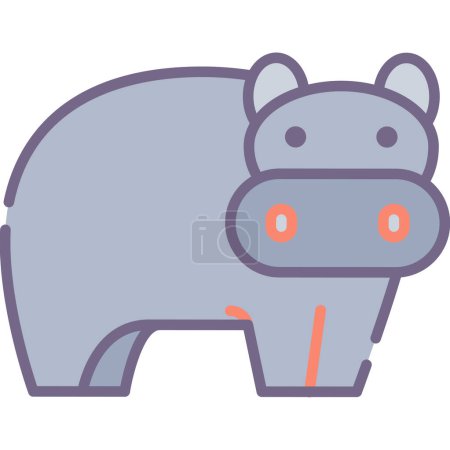 Téléchargez les illustrations : Icône hippopotame illustration simple - en licence libre de droit