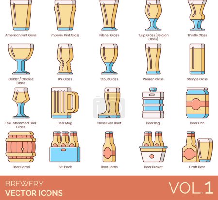 Brewery including American Pint Glass, Imperial, Pilsner, Tulip, Belgian, Thistle, Stout, Weizen, Stange, Beer, Mug, Glass Beer Foot, Beer Can, Barrel, Six-Pack, Bottle, Bucket, Craft, Bar, Tap, Pong