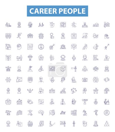 Illustration for Career people line icons, signs set. Collection of Professional, Executives, Personnel, Managers, Employees, Consultants, Candidates, Recruiters, Specialists outline vector illustrations. - Royalty Free Image