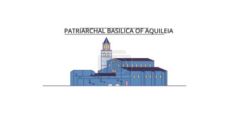 Illustration for Italy, Aquileia travel landmarks, vector city tourism illustration - Royalty Free Image