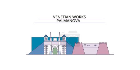 Illustration for Italy, Palmanova travel landmarks, vector city tourism illustration - Royalty Free Image