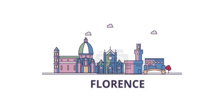 Ilustración de Italia, Florencia Lugares de interés turístico, vector ciudad turismo ilustración - Imagen libre de derechos