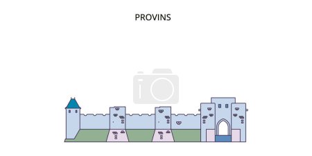 Illustration for France, Provins Landmark travel landmarks, vector city tourism illustration - Royalty Free Image