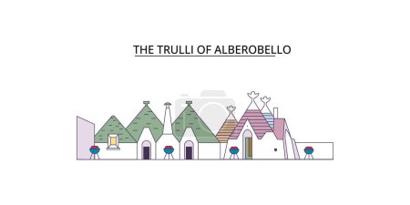 Illustration for Italy, Alberobello travel landmarks, vector city tourism illustration - Royalty Free Image