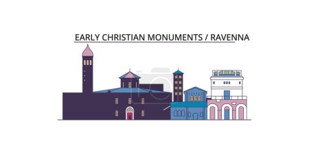 Illustration for Italy, Ravenna City travel landmarks, vector city tourism illustration - Royalty Free Image