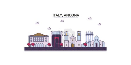 Illustration for Italy, Ancona travel landmarks, vector city tourism illustration - Royalty Free Image
