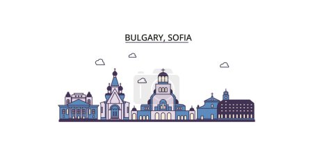 Ilustración de Bulgaria, Sofía monumentos de viaje, vector ciudad turismo ilustración - Imagen libre de derechos