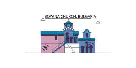 Téléchargez les illustrations : Bulgarie, Sofia, Boyana Eglise points de repère Voyage, vecteur ville tourisme illustration - en licence libre de droit