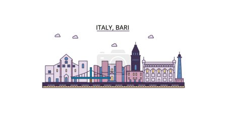 Ilustración de Italia, Bari monumentos de viaje, vector ciudad turismo ilustración - Imagen libre de derechos