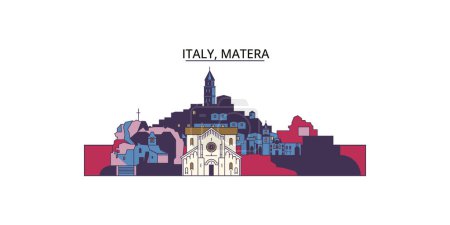 Ilustración de Italia, Matera monumentos de viaje, vector ciudad turismo ilustración - Imagen libre de derechos