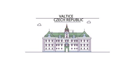 Illustration for Czech Republic, Valtice travel landmarks, vector city tourism illustration - Royalty Free Image