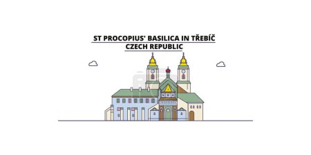 Illustration for Czech Republic, Trebic travel landmarks, vector city tourism illustration - Royalty Free Image