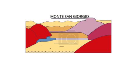 Ilustración de Italia, Monte San Giorgio monumentos de viaje, vector ciudad turismo ilustración - Imagen libre de derechos