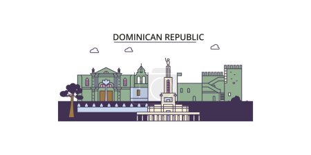 Illustration for Dominican Republic travel landmarks, vector city tourism illustration - Royalty Free Image
