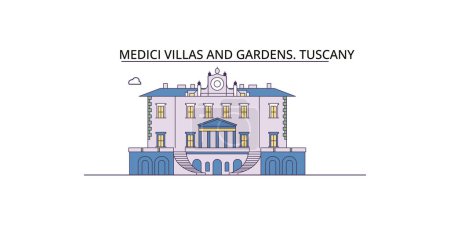 Illustration for Italy, Tuscany, Medici Villas And Gardens travel landmarks, vector city tourism illustration - Royalty Free Image