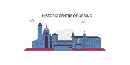 Ilustración de Italia, Urbino Lugares de interés de la ciudad, vector ciudad turismo ilustración - Imagen libre de derechos