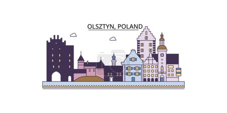 Téléchargez les illustrations : Pologne, Olsztyn voyages monuments, vecteur ville tourisme illustration - en licence libre de droit