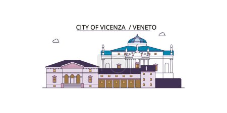Illustration for Italy, Vicenza travel landmarks, vector city tourism illustration - Royalty Free Image