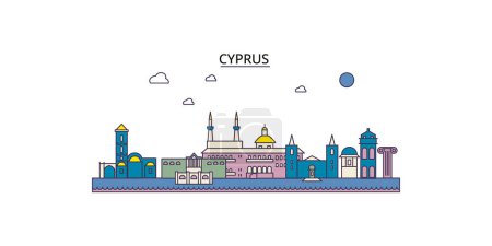 Ilustración de Chipre lugares de interés turístico, vector ciudad turismo ilustración - Imagen libre de derechos