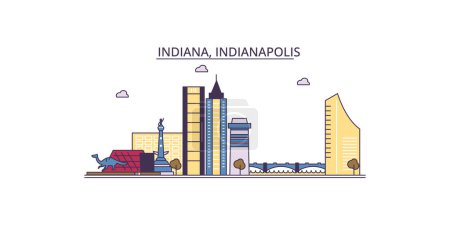 Illustration for United States, Indianapolis travel landmarks, vector city tourism illustration - Royalty Free Image