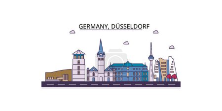 Téléchargez les illustrations : Allemagne, Düsseldorf voyages point de repère, vecteur ville tourisme illustration - en licence libre de droit