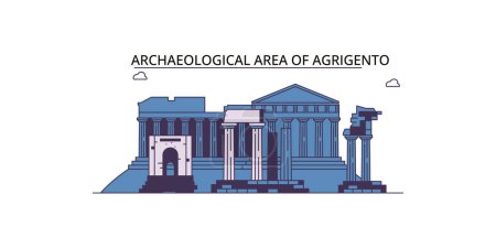 Illustration for Italy, Agrigento travel landmarks, vector city tourism illustration - Royalty Free Image
