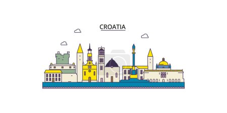 Illustration for Croatia travel landmarks, vector city tourism illustration - Royalty Free Image