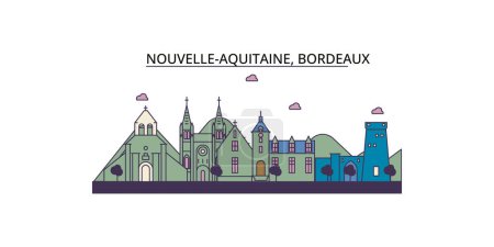Ilustración de Francia, Burdeos monumentos de viaje, vector ciudad turismo ilustración - Imagen libre de derechos