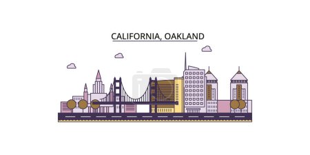 Ilustración de Estados Unidos, Oakland lugares de interés turístico, vector ciudad turismo ilustración - Imagen libre de derechos