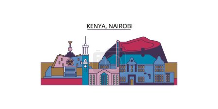 Téléchargez les illustrations : Kenya, Nairobi points de repère, vecteur du tourisme urbain illustration - en licence libre de droit