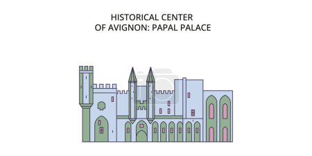 Illustration for France, Avignon Landmark travel landmarks, vector city tourism illustration - Royalty Free Image