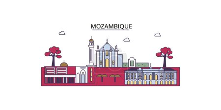 Téléchargez les illustrations : Mozambique voyages repères, vecteur du tourisme urbain illustration - en licence libre de droit