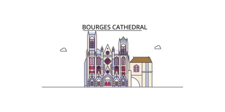 Illustration for France, Bourges travel landmarks, vector city tourism illustration - Royalty Free Image