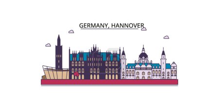 Ilustración de Alemania, Hannover monumentos de viaje, vector ciudad turismo ilustración - Imagen libre de derechos
